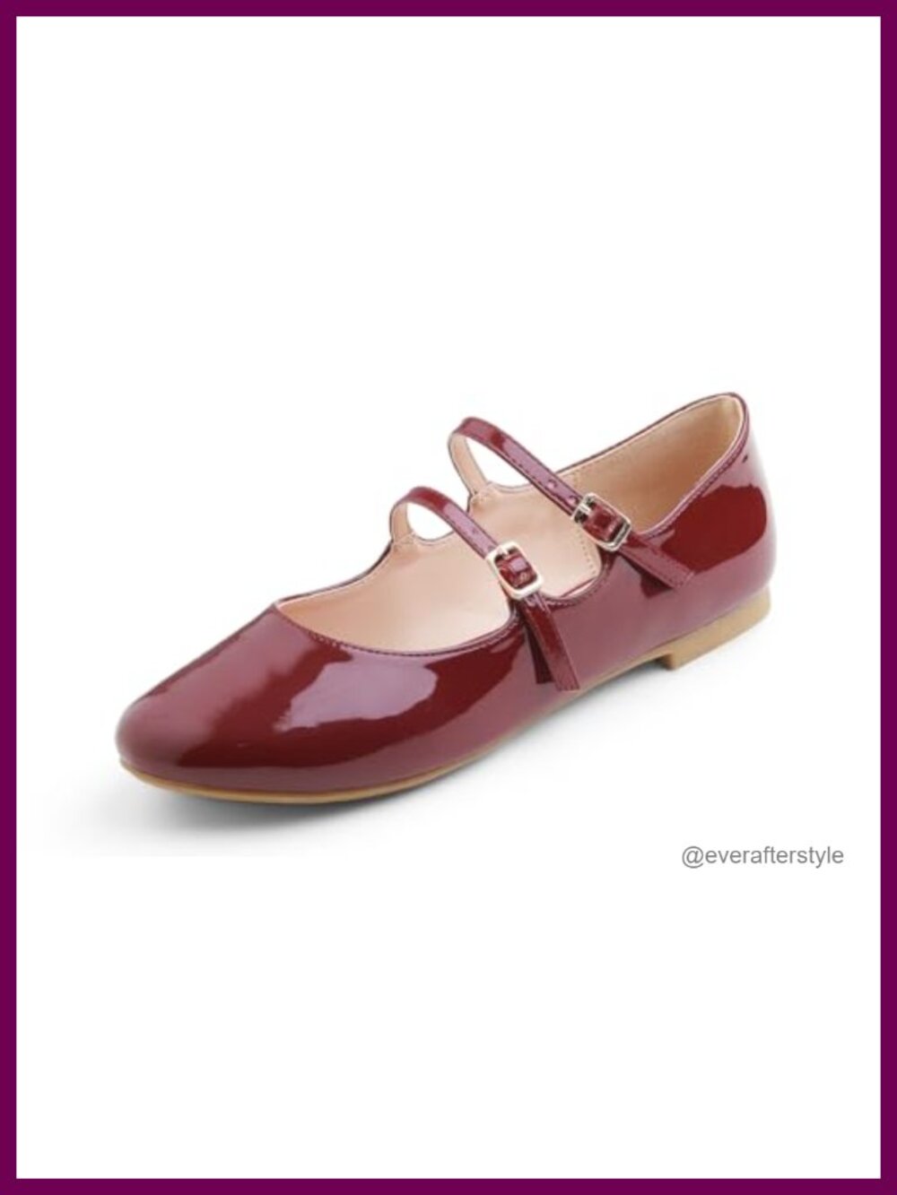 Women's Mary Jane Flats Round Toe Double Straps Slip On Synthetic